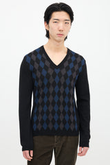 Prada // Wool Argyle V-Neck Sweater – VSP Consignment