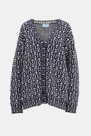 Prada Wool Intarsia Cardigan