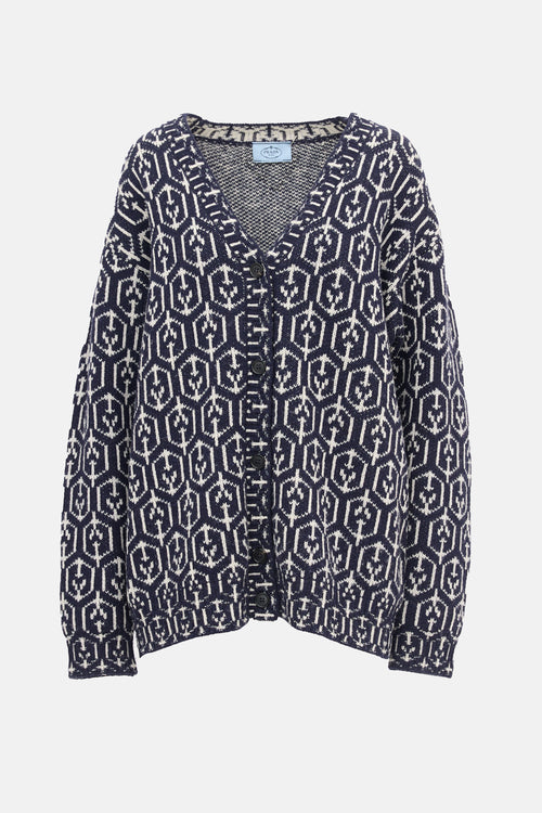 Prada Wool Intarsia Cardigan