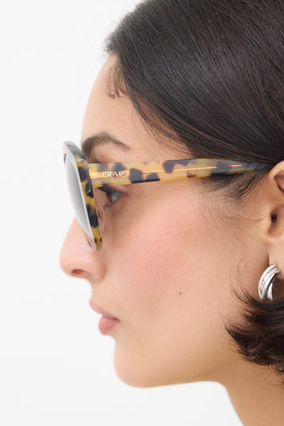 Prada Yellow & Brown SPR08X Marbled Angular Sunglasses