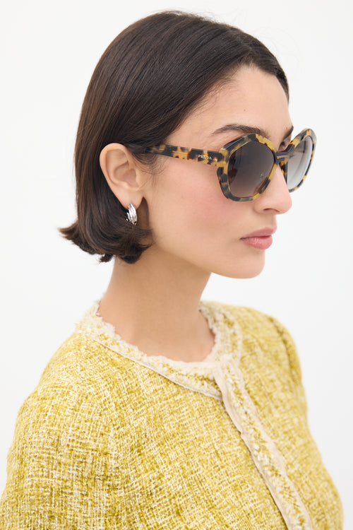 Prada Yellow & Brown SPR08X Marbled Angular Sunglasses