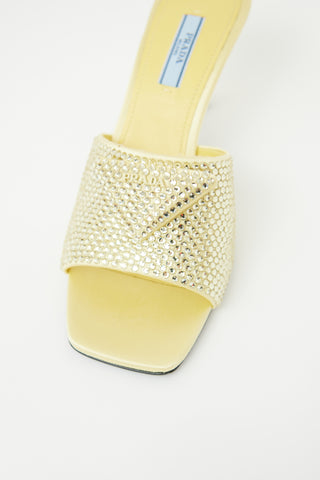 Prada Yellow Crystal High Heel Sandal Mule