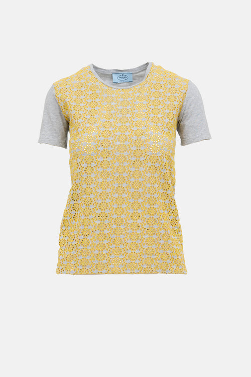 Prada 2012 Floral Eyelet T-Shirt