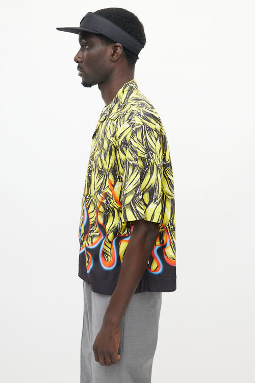 Prada // Yellow & Multicolour Banana Flame Shirt – VSP Consignment
