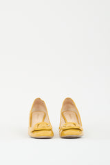 Prada Yellow Patent Buckled Square Toe Pump
