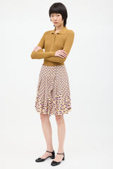 Prada Yellow & Purple Silk Printed Wrap Skirt