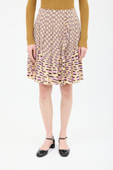 Prada Yellow & Purple Silk Printed Wrap Skirt