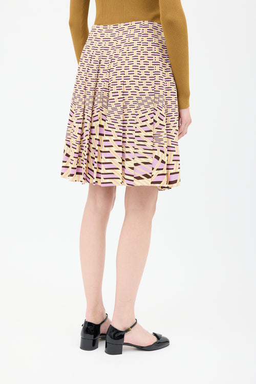 Prada Yellow & Purple Silk Printed Wrap Skirt