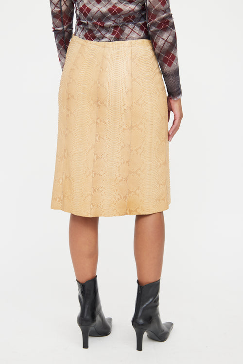 Prada Tan Leather Mid Length Skirt