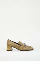 Prada Yellow & Black Embossed Leather Loafer