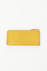 Prada Yellow Pebbled Leather Zip Wallet