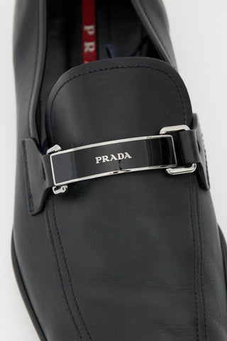 Prada Vintage Black Leather Loafers