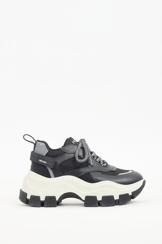 Prada Black & White Leather Pegasus Sneaker