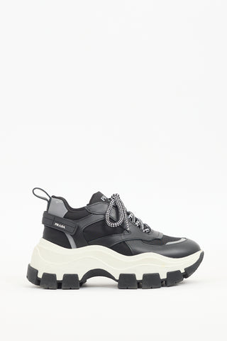 Prada Black & White Leather Pegasus Sneaker