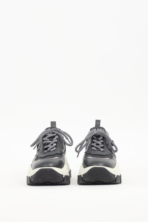 Prada Black & White Leather Pegasus Sneaker