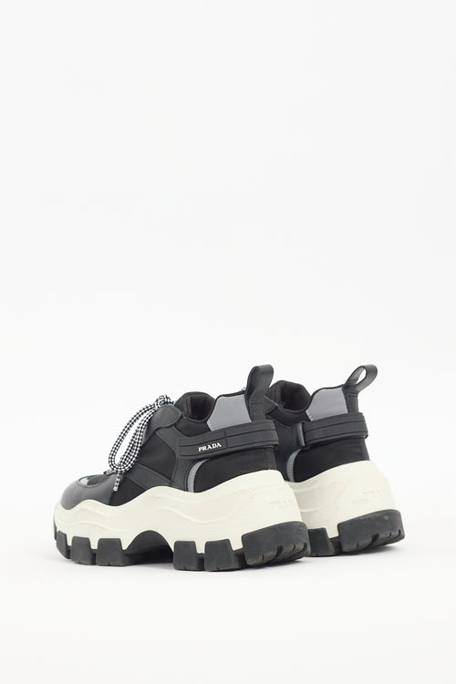 Prada Black & White Leather Pegasus Sneaker