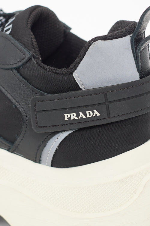 Prada Black & White Leather Pegasus Sneaker