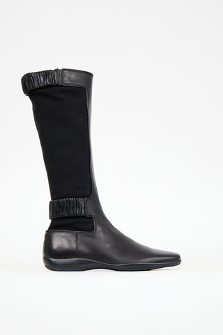 Prada Sport Black Leather & Neoprene Boot