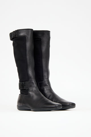 Prada Sport Black Leather & Neoprene Boot
