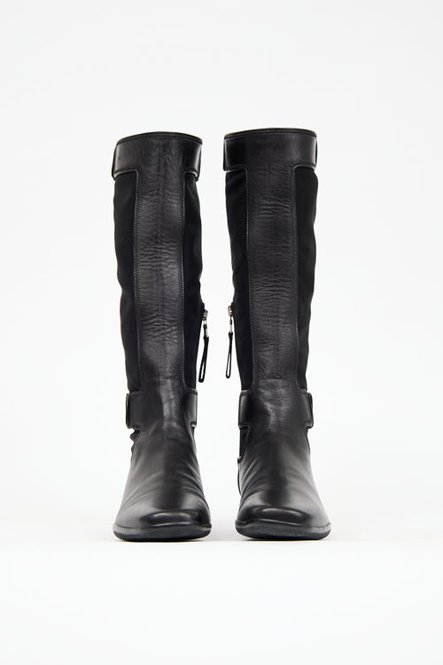 Prada Sport Black Leather & Neoprene Boot