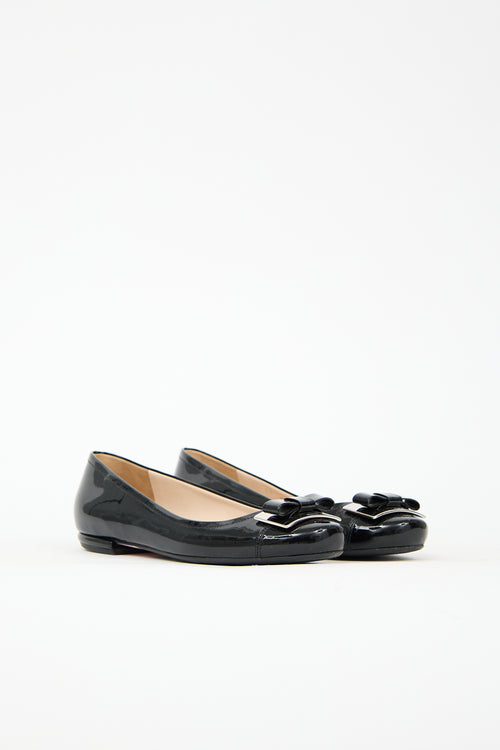 Prada Patent Leather Bow Flat