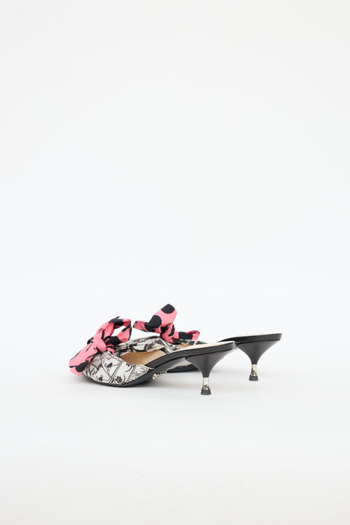 Prada Bow Comic Print Mules