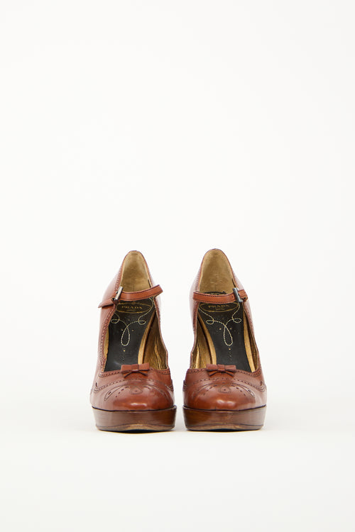 Prada Brown Mary Jane Brogue Heel