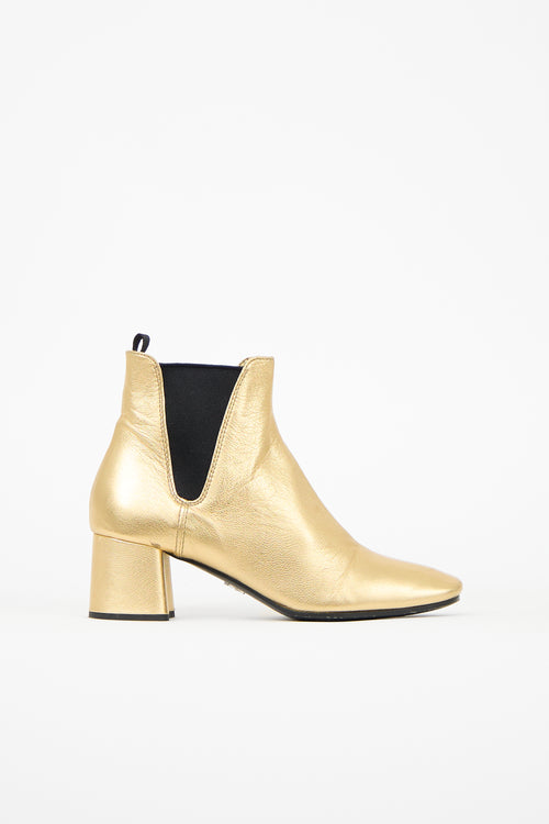 Prada Metallic Leather Ankle Boot