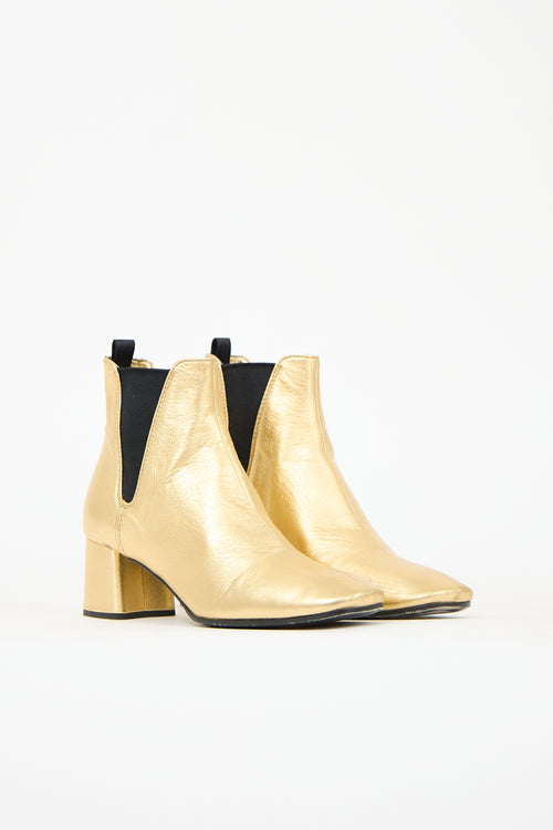 Prada Metallic Leather Ankle Boot