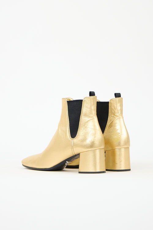 Prada Metallic Leather Ankle Boot