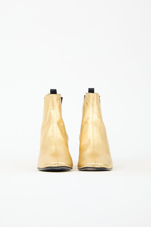 Prada Metallic Leather Ankle Boot