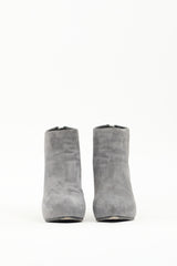 Prada Grey Suede Heeled Ankle Boot