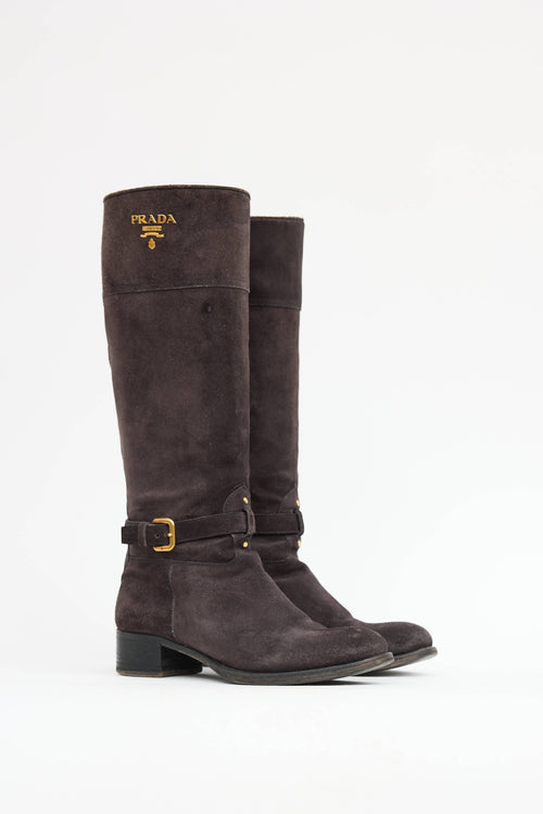 Prada Suede Riding  Boot