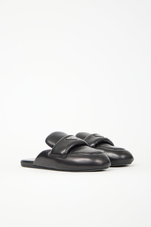 Prada Padded Leather Logo Mule