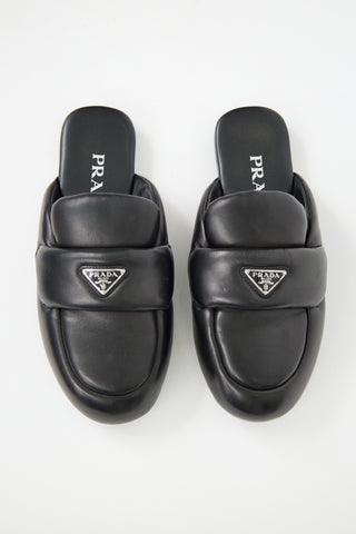 Prada Padded Leather Logo Mule
