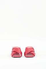 Prada Red Leather Quilted Cross Mule