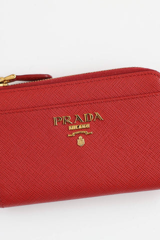 PradaSaffiano Zip Keychain Wallet