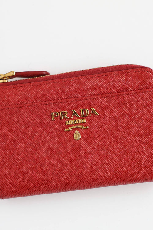 PradaSaffiano Zip Keychain Wallet