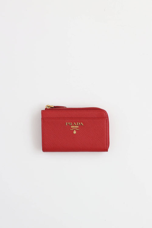 PradaSaffiano Zip Keychain Wallet