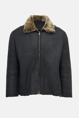 Prada Vintage Fur Lined Leather Jacket
