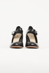 Prada Black Leather Embellished Mary Jane Pump