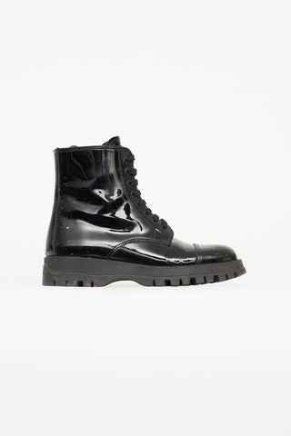 Black Patent Leather Combat Boot
