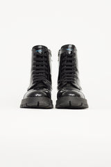 Prada Black Patent Leather Combat Boot