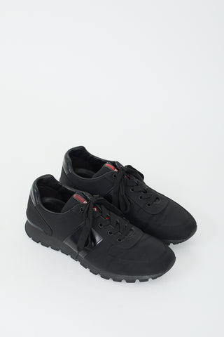 Prada Black Nylon & Leather Sneaker