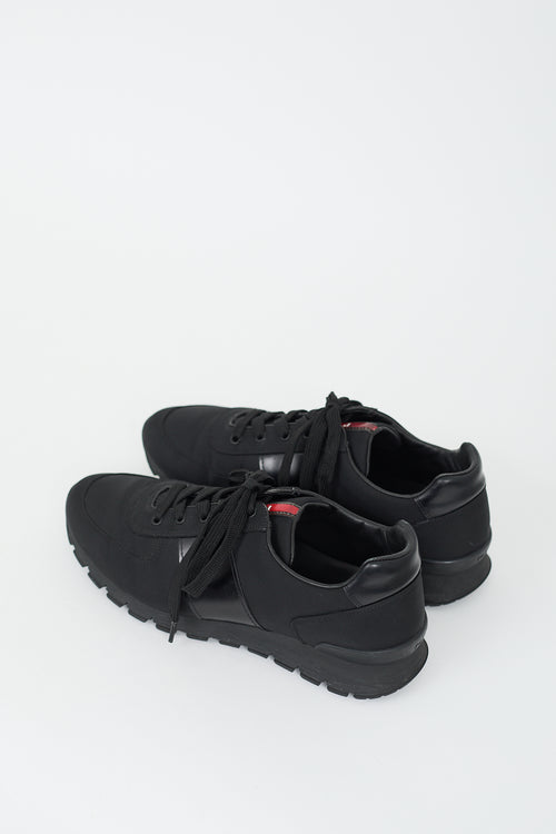 Prada Black Nylon & Leather Sneaker