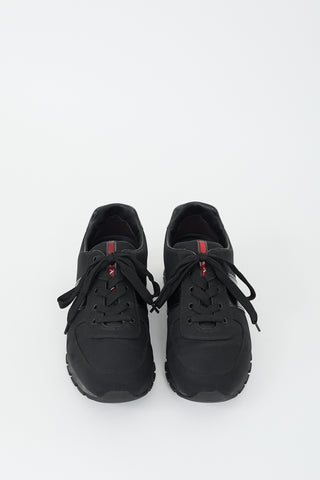 Prada Black Nylon & Leather Sneaker