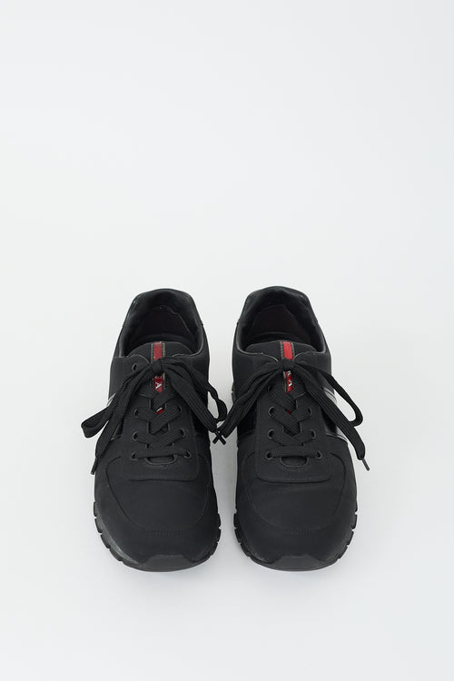 Prada Black Nylon & Leather Sneaker