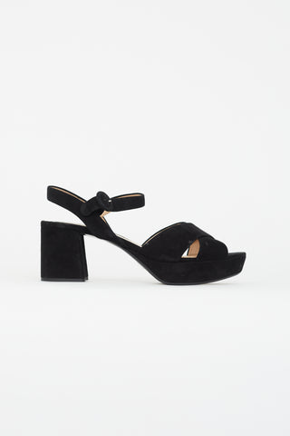 Prada Black Suede Platform Sandal