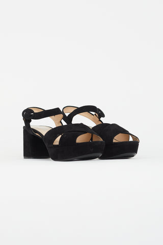 Prada Black Suede Platform Sandal