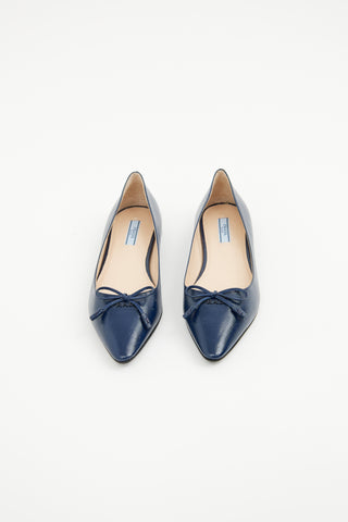 Prada Navy Coated Saffiano Ballet Flat